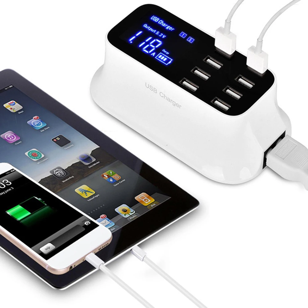 Новое поступление 40 Вт настольный 8 usb портов ЖК дисплей быстрая зарядка док