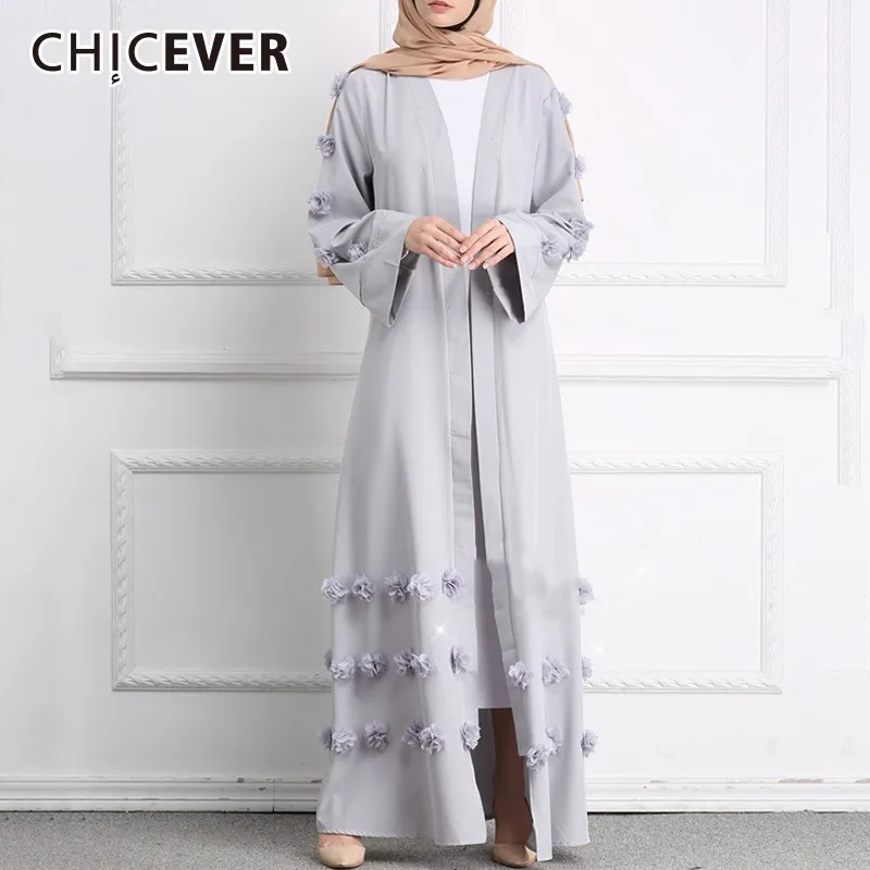 CHICEVER/осеннее пальто для женщин с цветочной аппликацией ветровка длинным рукавом