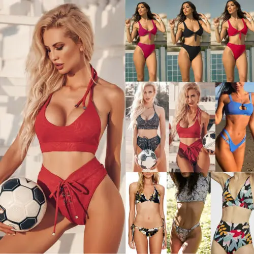 2019 Newest Fashion Hot Sexy Charming Wholesale Women Bandage Bikini Padded Bra Push-Up Tops Thongs Bottoms Swimwear Swimsuit | Спорт и