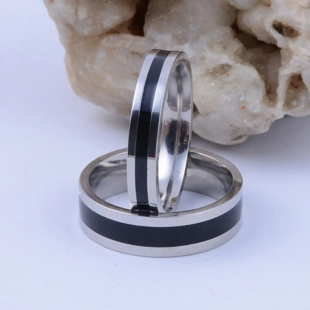 Титановая Сталь модные мужские и женские ювелирные изделия из черного кольца в