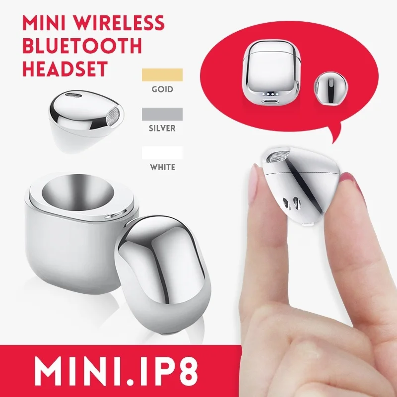 DOITOP IP8 Беспроводная bluetooth гарнитура с зарядной коробкой Handfree Mic Mini BT V4.2 спортивные