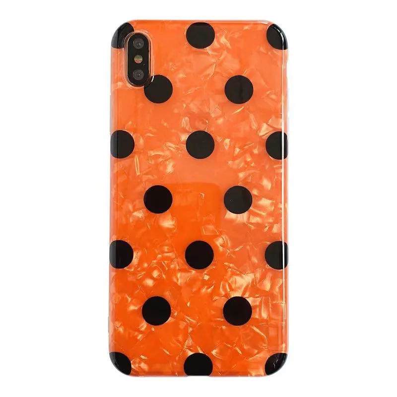 Lovebay для iphone 7 6 S 8 Plus X Чехол оранжевый в черный горошек Coque чехол на корпус телефона