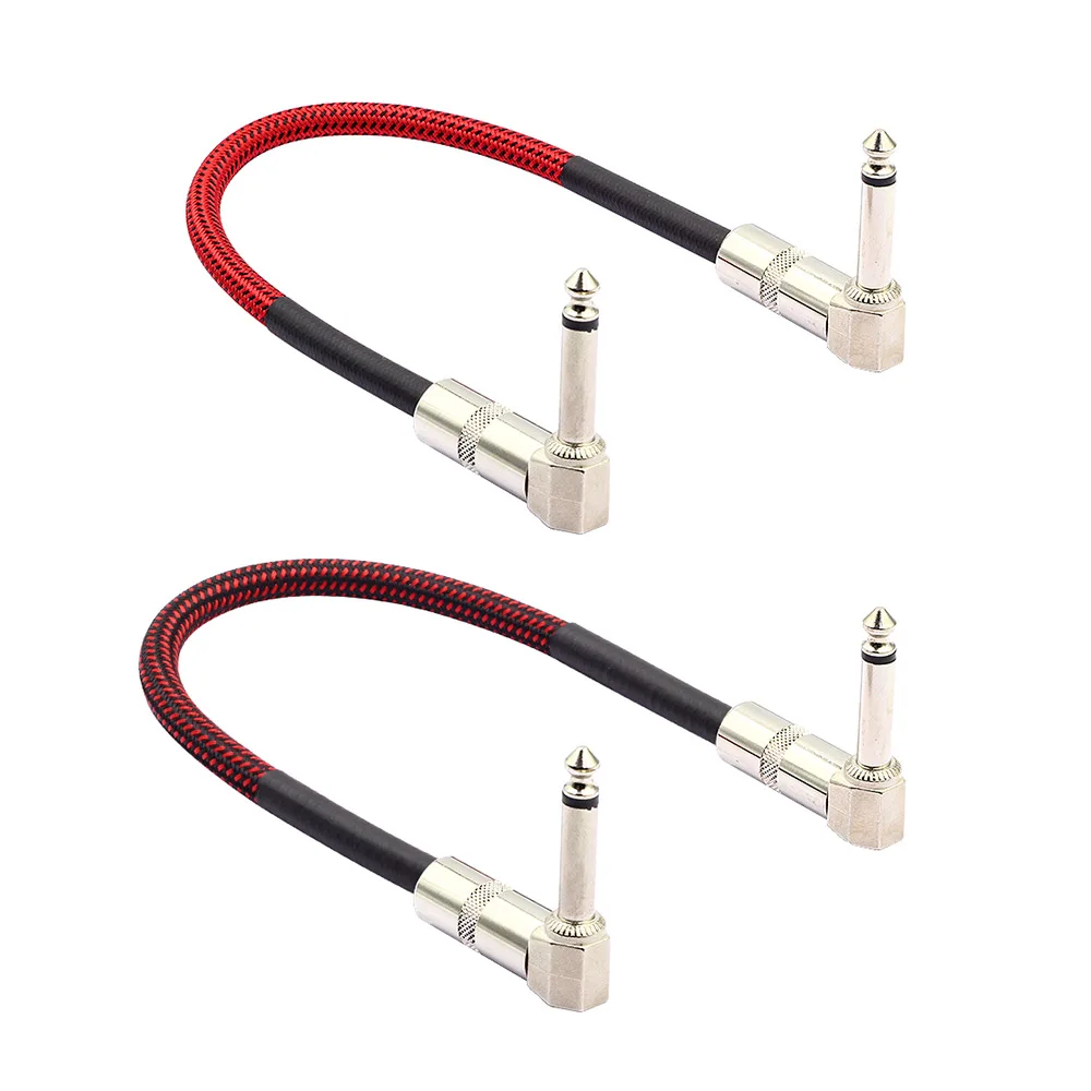 6 Colors/ Pack Guitar Effect Pedal Cable Instrument Patch Cord 1/4 Inch 6.35mm Silver Right Angle TS Plugs 30cm/ 1ft Long | Спорт и