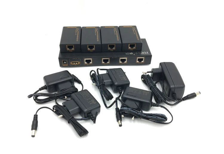 Бесплатная доставка 1 шт./лот HDMI разветвитель 1x4 от CAT6/7 60 м удлинитель передатчик 4