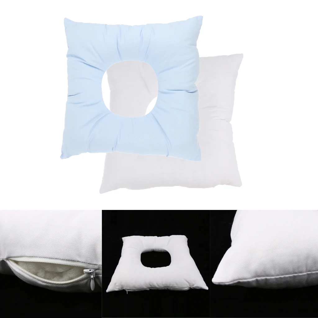 

2pcs Reusable Washable Foam Massage Bed Face Cradle Cushion Pillows Blue White