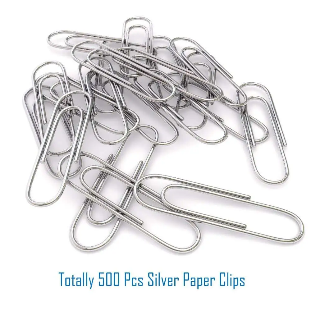 500 Pieces Silver Paper Clips Medium Jumbo Size (28 Mm 50 Mm) | Канцтовары для офиса и дома