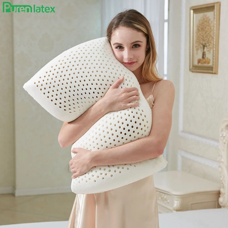 Purenlatex подушка+ внутренняя куртка из белого латекса Роза узор для взрослых чистая натуральная защита шеи массажная подушка позвонка латексная пилка