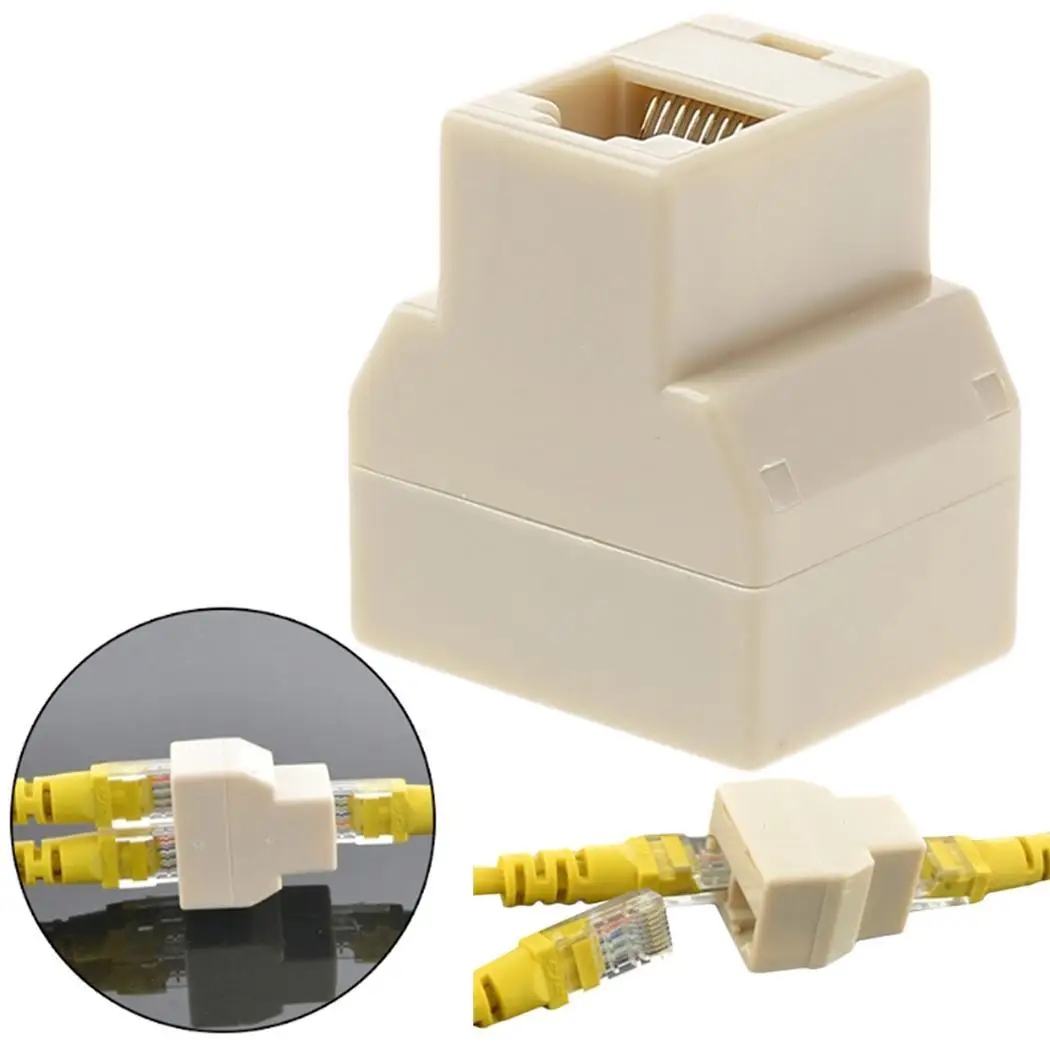 RJ45 3 Way интернет кабель сплиттер удлинитель для головок штепсельная вилка белый
