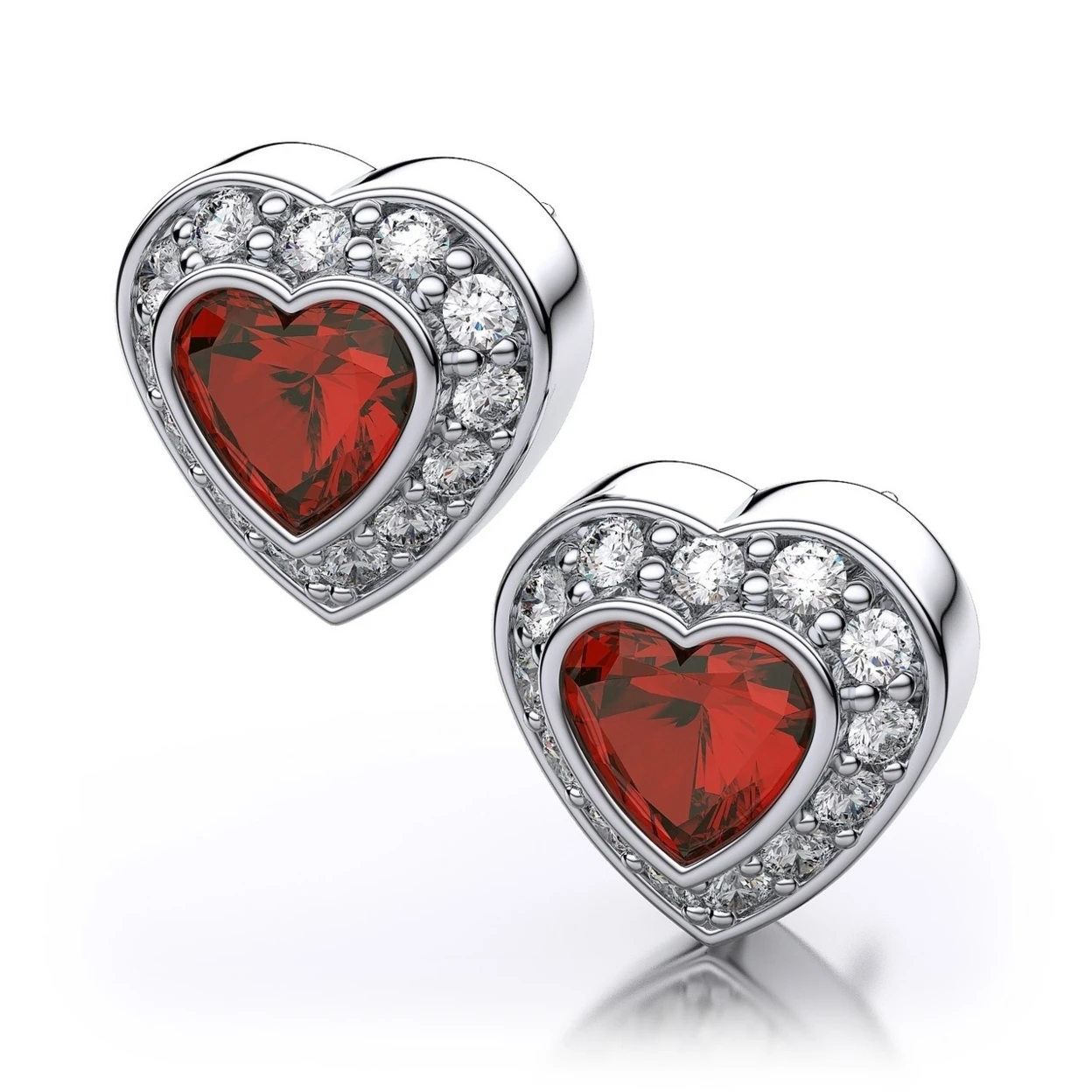 Гранат с драгоценным камнем в форме сердца и 3/8 ctw Серьги алмазами 14 k White Gold|Серьги|