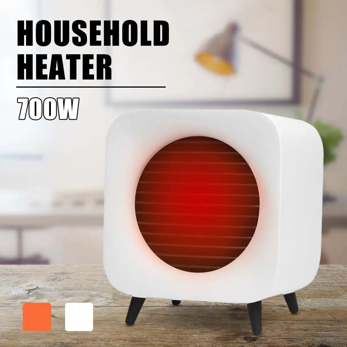 

700W Fan Heater Portable Electric Winter Warmer Fan Desk Camping Home Two Mode Heating Device