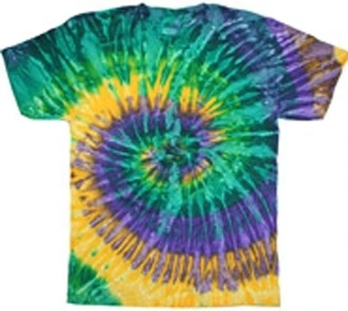 Марди Гра цветные TYE окрашенные майка размер LG хиппи tie dye SWIRL #211|Мужские футболки| |