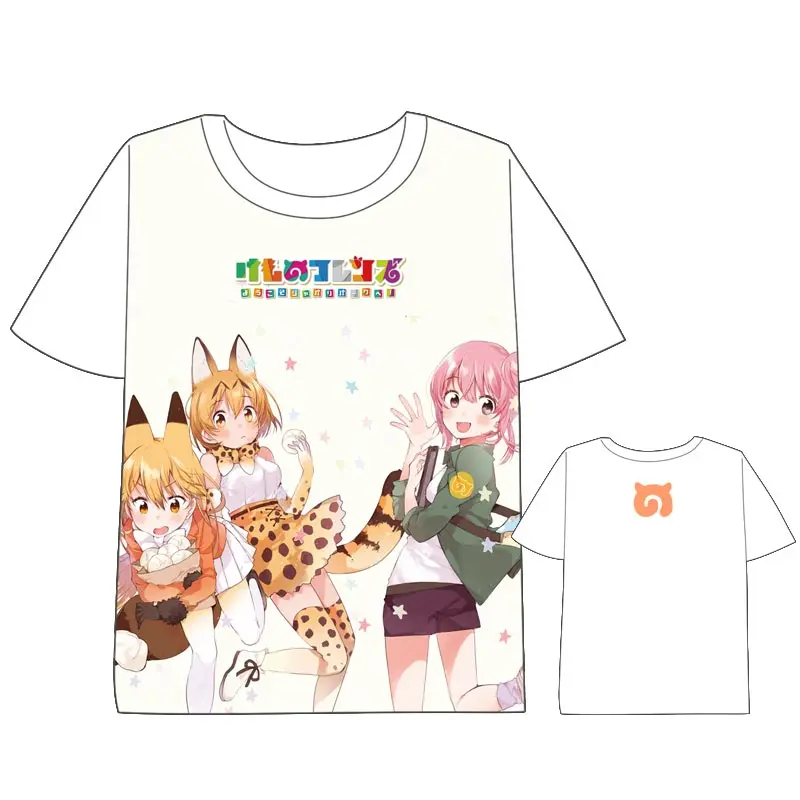 Мужская и женская футболка с коротким рукавом аниме Kemono Friends забавная летняя