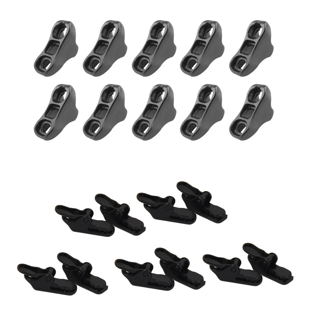 10 X Awning Clamp Tarp Clips Snap Tent Tighten Tool + Rope Tensioner | Спорт и развлечения