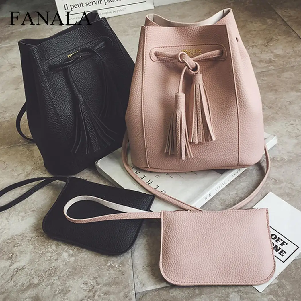 Сумка Для женщин простой Повседневное сумки сплошной канат кисточкой ковша