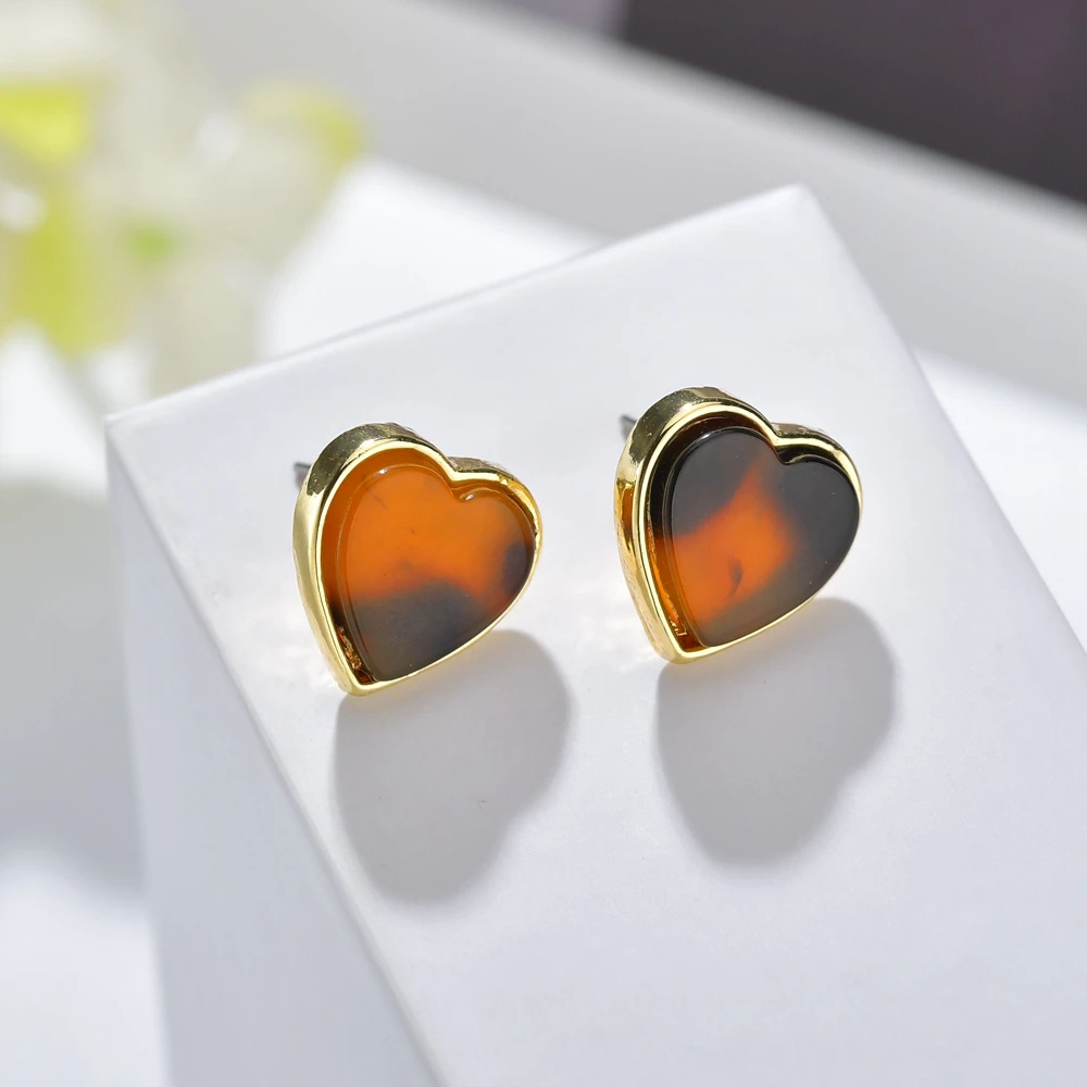 Женские серьги из акриловой смолы с леопардовым принтом ацетатные в форме сердца