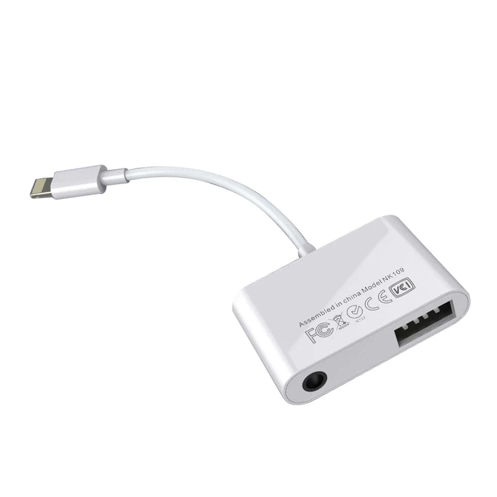 3 в 1 USB камера аудио адаптер для Lightning к Аудио ридер с зарядным портом 5 мм разъем