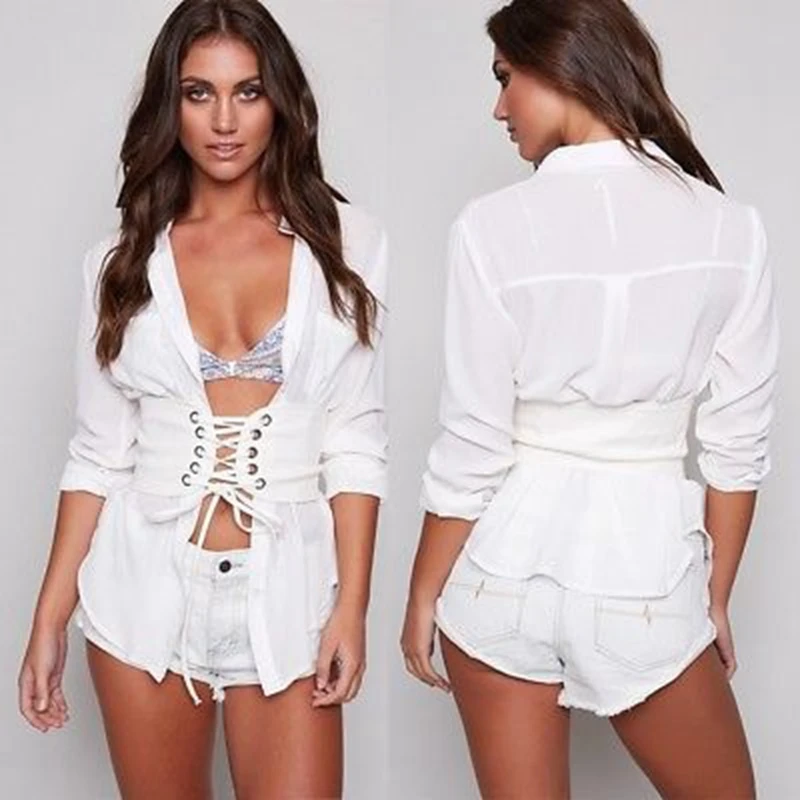 

Women's Wide High Waist Corset Belt Cincher Elastic Wide Band Tied Fashion
