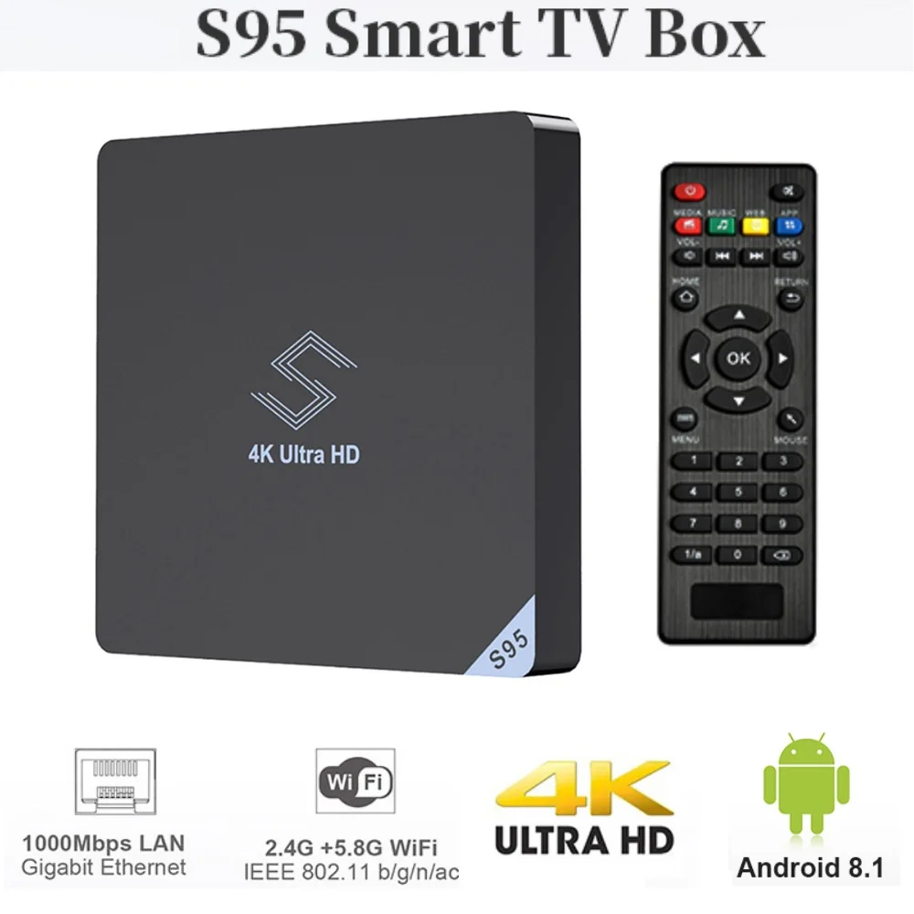 S95 ТВ приставка Android 8 1 Amlogic S905X2 4 Гб LPDDR4 + 32 ГБ 2 ГГц 5 ггц WiFi BT4.0 поддержка к H.265