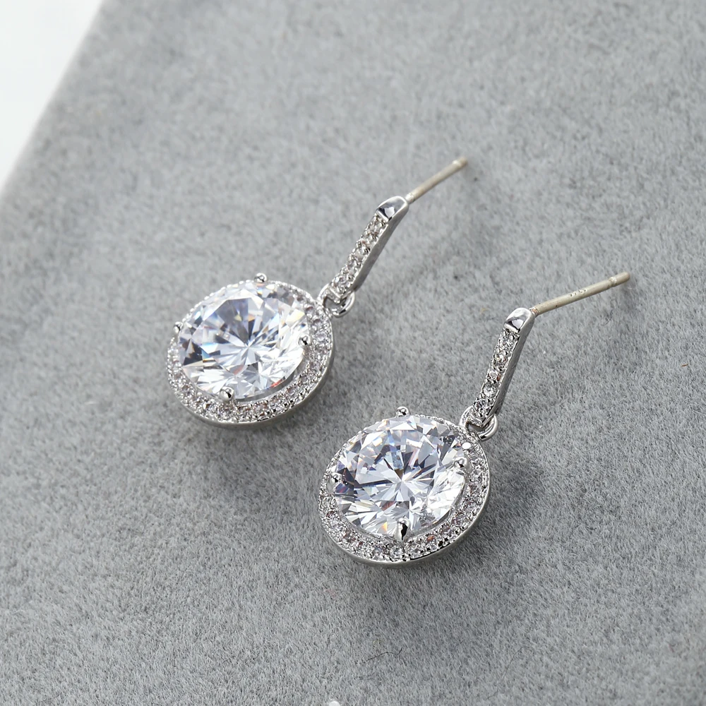 Women Dangle Drop Earrings with Full AAA + Cubic Zirconia Zircon Wedding Gift New Fashion Luxury Brand Design | Украшения и