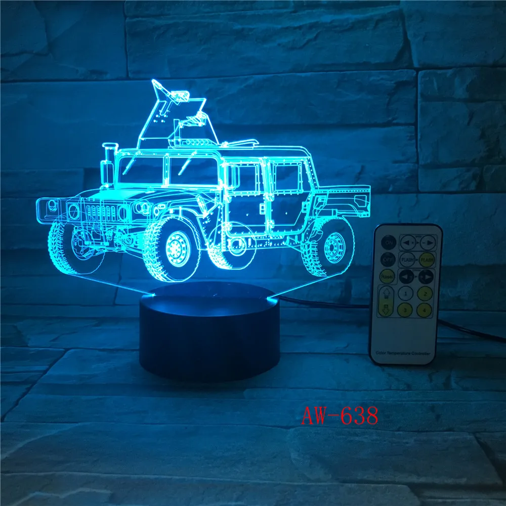 3D Vision 7 Colors Changing Car Light Fixtures Led Home Lighting Desk Lamp Bedroom Sleep Decor Vehicle NightLight Gift AW-638 | Лампы и