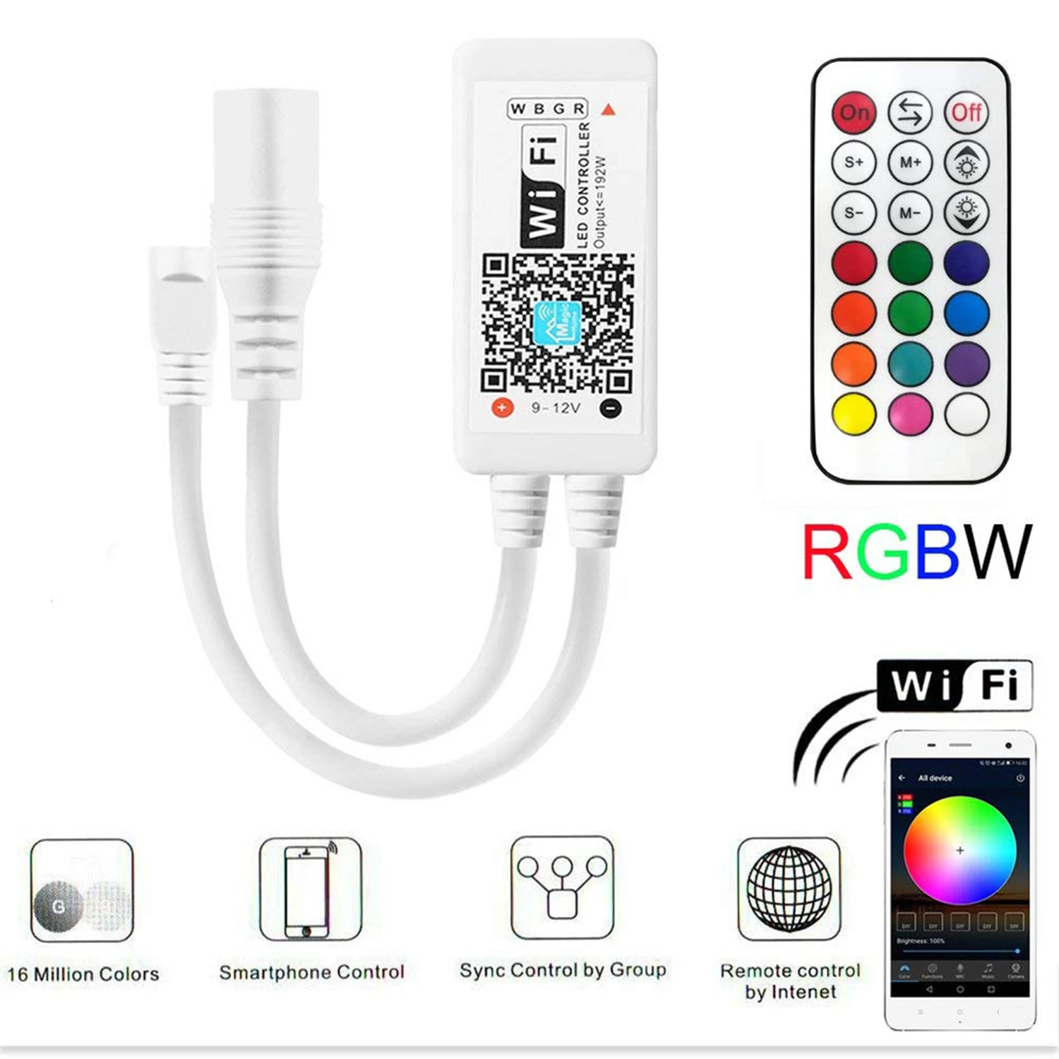 Led Strip RGBW Controller RF with 21 Keys Wireless Remote Google/Alexa for 5050/3528 SMD |