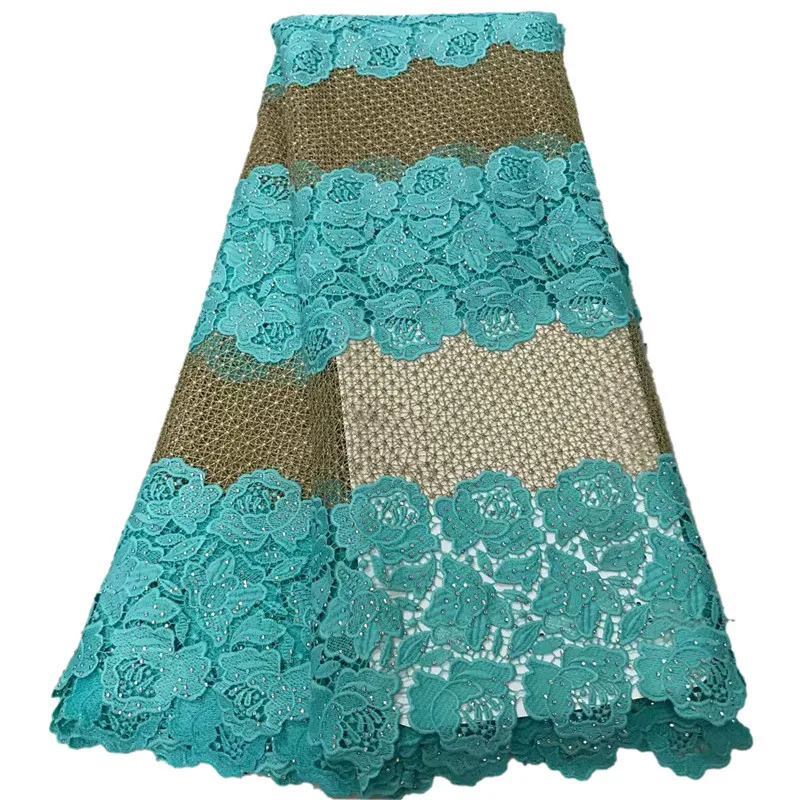 Double-colors design African cord guipure lace fabric with stones 2W78 High quality Latest Water soluble Chemical Lace Fabric | Дом и сад