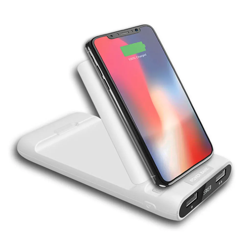 KISSCASE 10000mAh Qi Wireless Charger Power Bank For iPhone 11 X XS MAX Samsung Xiaomi Powerbank External Battery Phone Holder | Мобильные