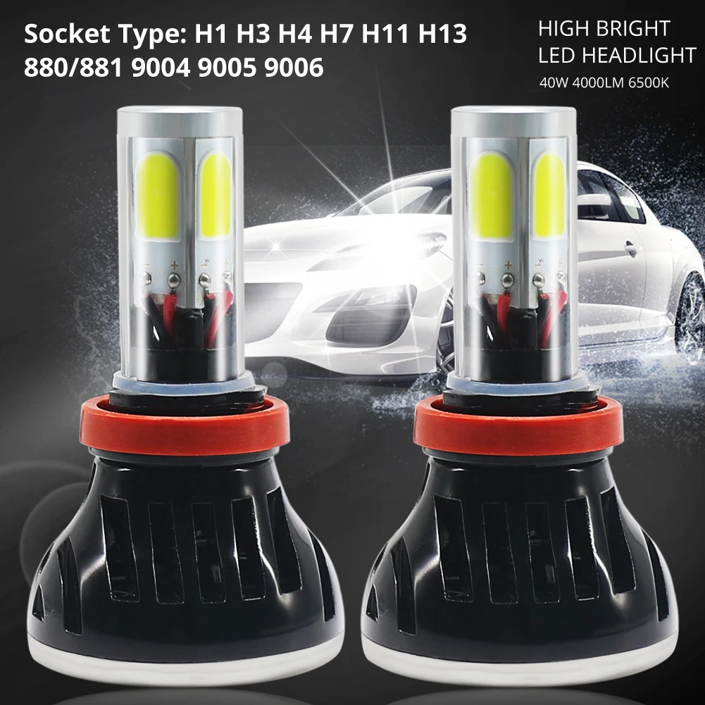 

2pcs H4 H7 LED Car Headlight Bulbs 880 881 H1 H3 H11 9005 9006 9012 LED H13 9004 9007 LED Hi-Lo Beam COB Chip LED Auto Headlight