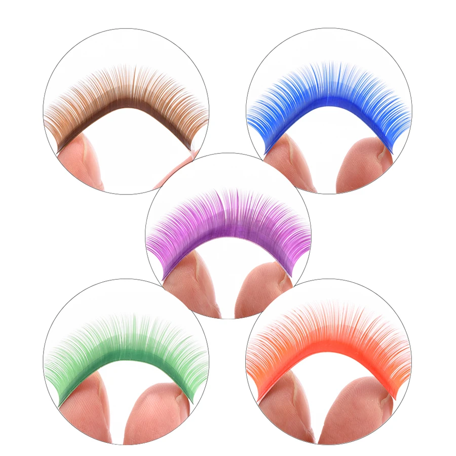 Накладные ресницы GLAMLASH натуральные мягкие фиолетовые синие коричневые зеленые