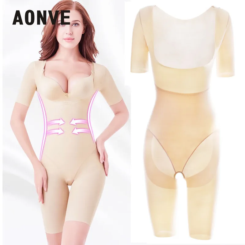 Aonve боди для похудения Shapewear с коротким рукавом формирователь рук бесшовный