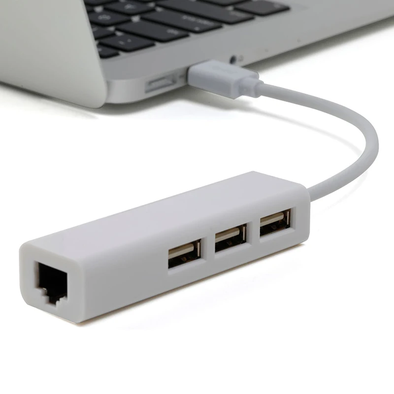 USB Ethernet с 3 портами HUB 2 0 RJ45 Lan сетевая карта в адаптер для Mac IOS Android PC Windows 7 XP ноутбука