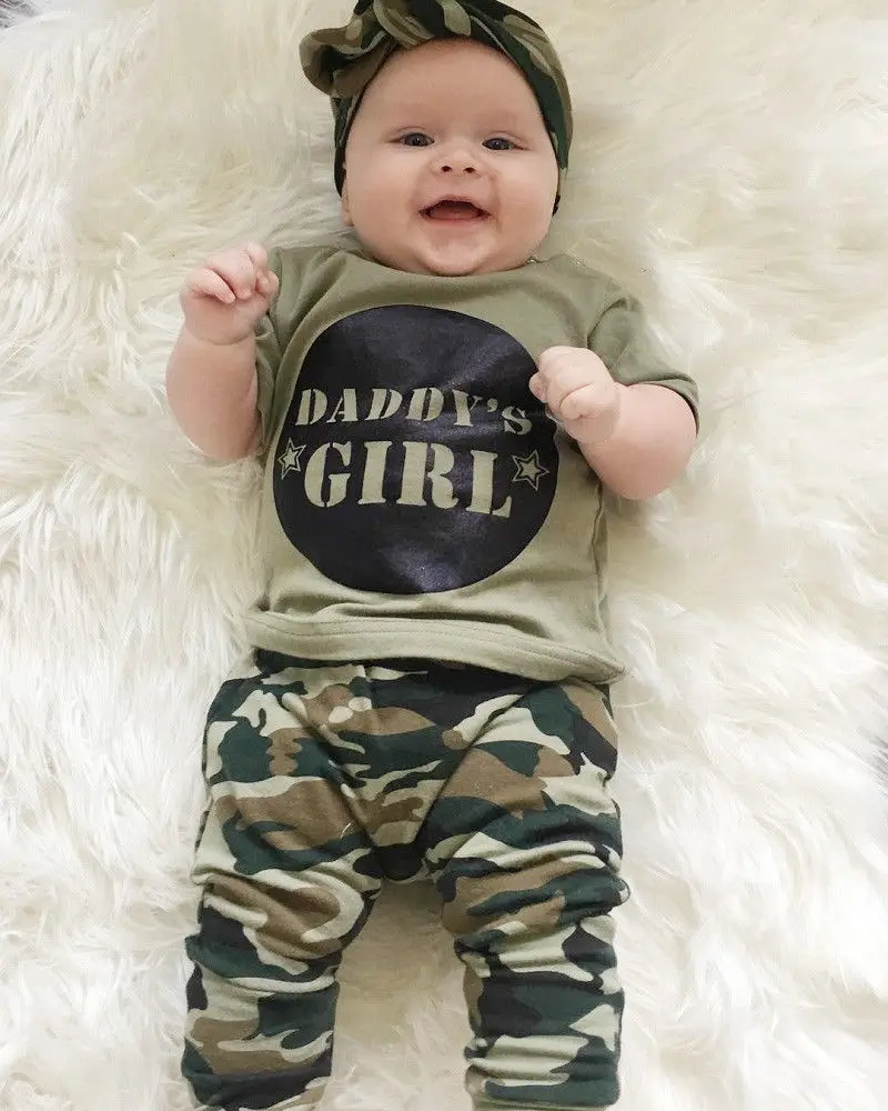 Pudcoco Children Clotes USA Newborn Baby Boy Girls Camo T-shirt Tops Long Pants Outfits Set Clothes 2Pcs | Детская одежда и обувь