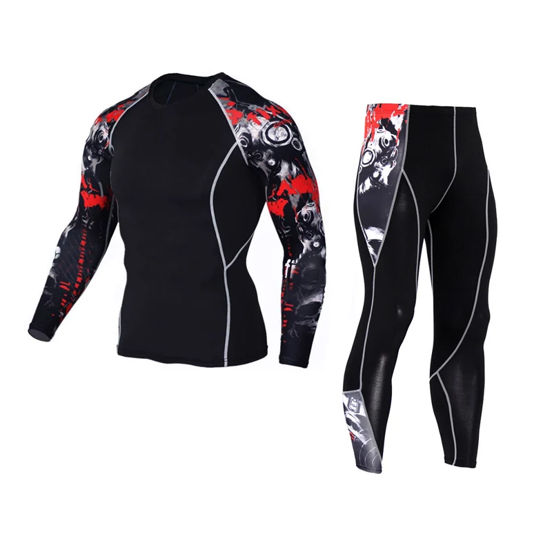 Мужские Компрессионные Леггинсы rash guard спортивная одежда для фитнеса футболка с