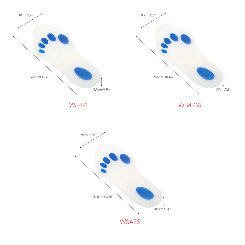1 Pair Soft Silica Gel Insoles Cushion Anti-slip Sneaker Leather Shoe Pads Feet Care Protector | Красота и здоровье