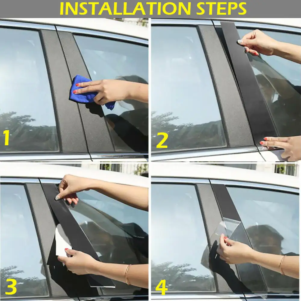 

6pcs Middle BC column sticker For Kia K5 2011-2015 Glossy Black B C Pillar Post Window Cover Trim Fit For Kia K5 2011-2015