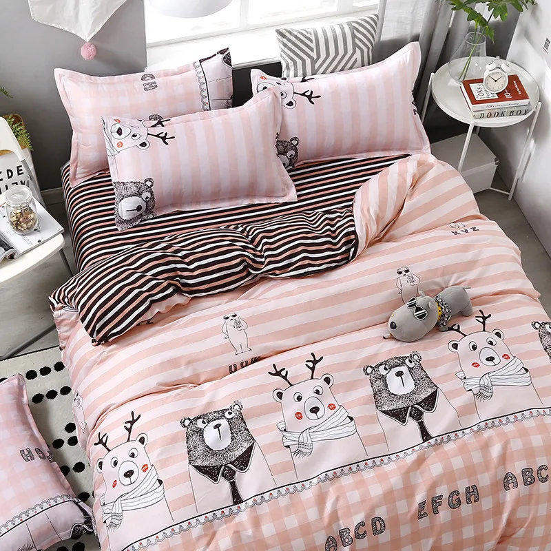 4 шт./компл. Kawaii рисунок медведя в мультяшном стиле Удобная подкладка для кровати