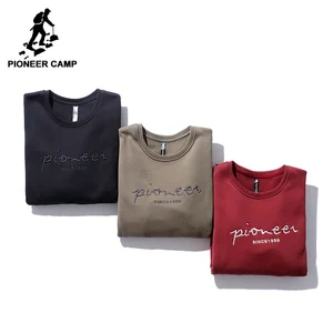 Мужские толстовки с вышитыми буквами Pioneer Camp, Повседневная Теплая Флисовая Толстовка на зиму, 2019