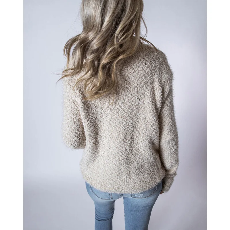 Casual Women Autumn Solid High Collar Long Sleeve Slim Plush Fluffy Sweater Fashion Knitting Party Jumper Pullover 2020 | Женская одежда