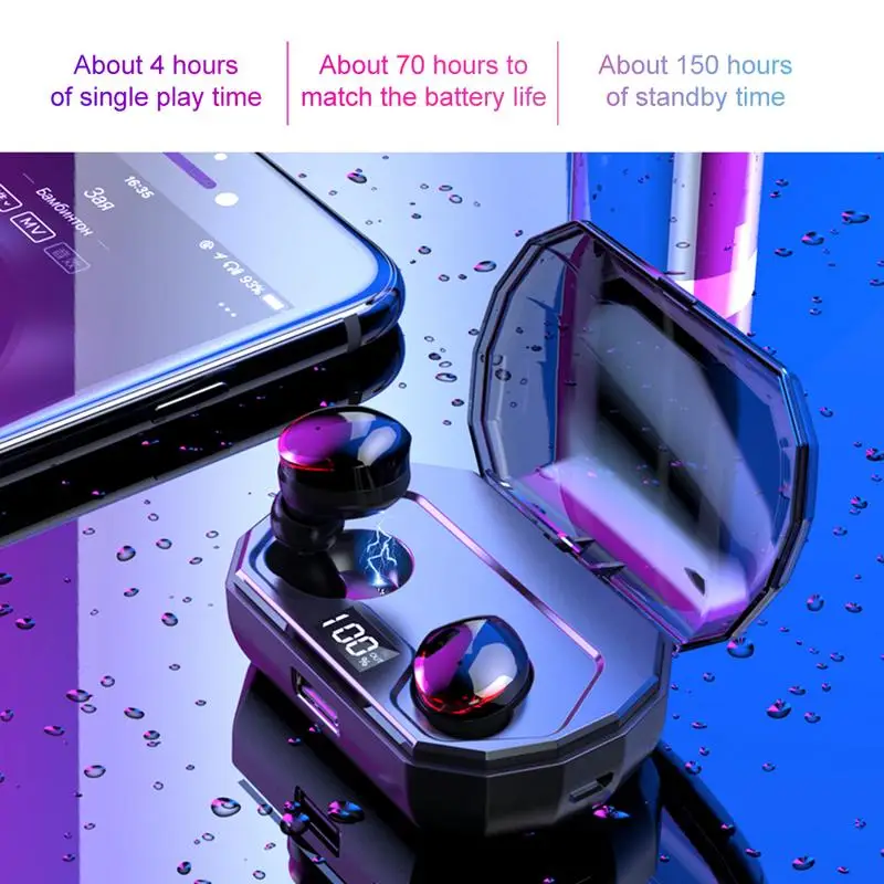 Цифровой дисплей TWS R10 Bluetooth наушники 5 0 гарнитура Беспроводные бинауральные 15