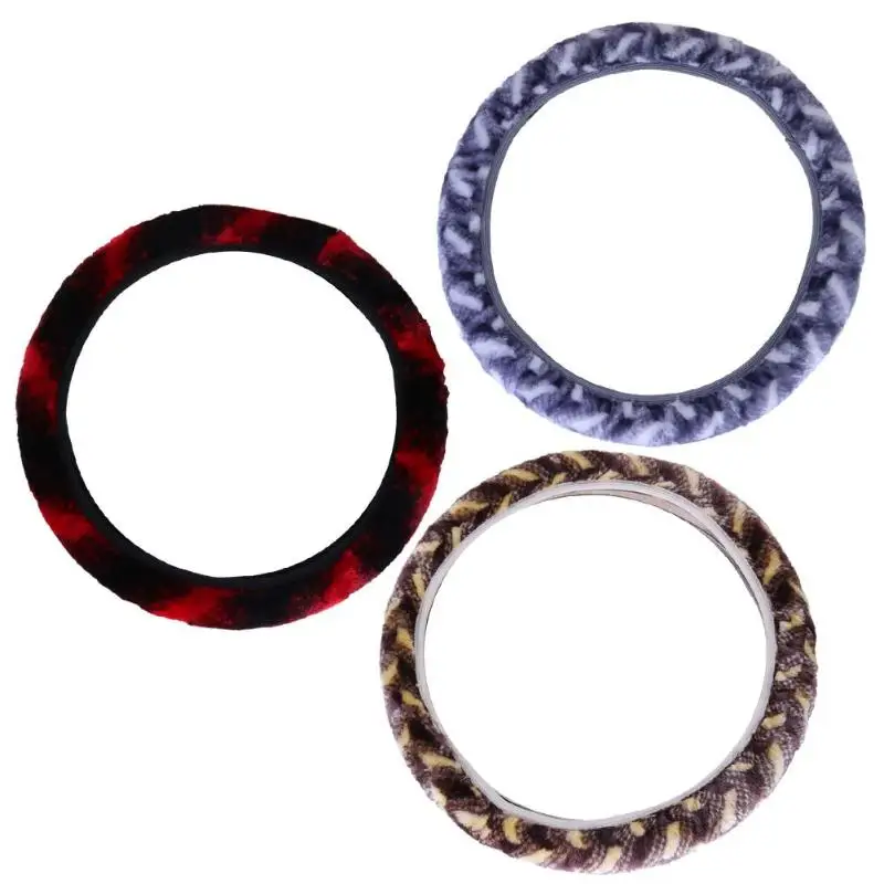 Зимняя мягкая эластичная рулевая обложка с плюшем для автомобиля, теплая, диаметром 36/38/40 см, защитный аксессуар для рулевого колеса автомобиля