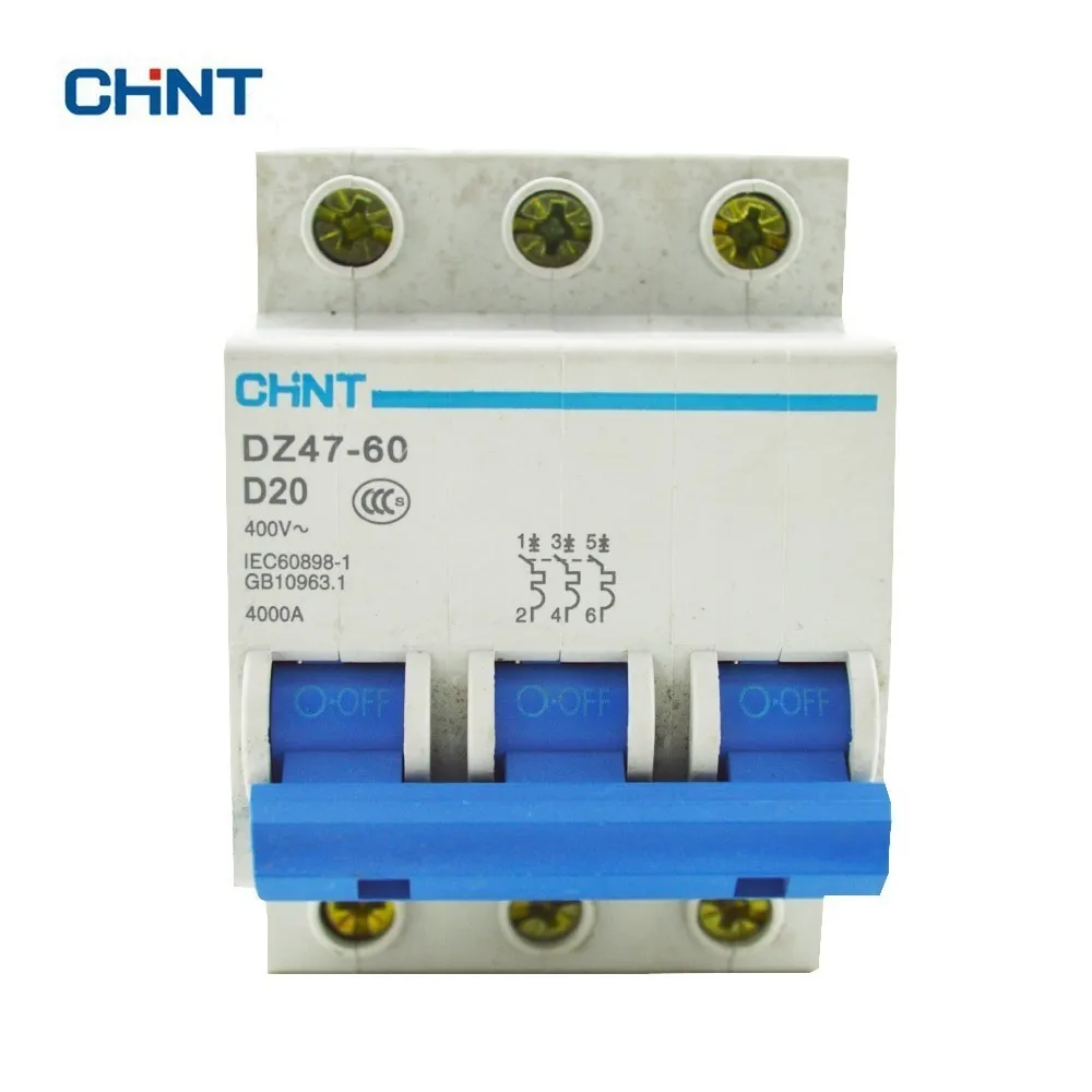 CHINT Mini автоматический выключатель DZ47 60 3P D20 A безопасное и эффективное устройство