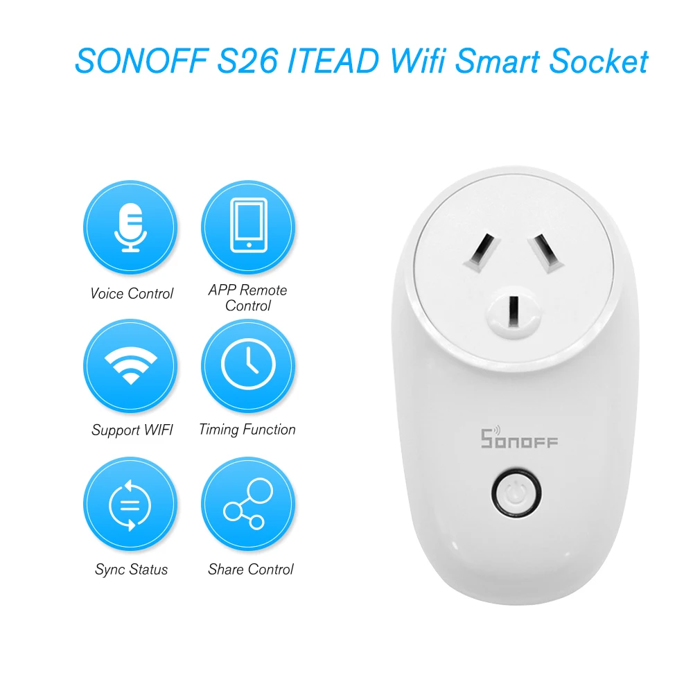 Умная розетка SONOFF S26 Wi Fi для домашней безопасности работает с Alexa Google Assistant IFTTT