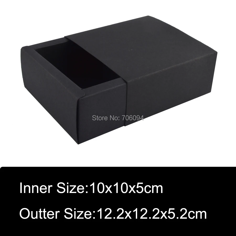 

30pcs 12.2x12.2x5.2cm Black drawer paper box handmade Black gift box,Wedding party box,custom box logo