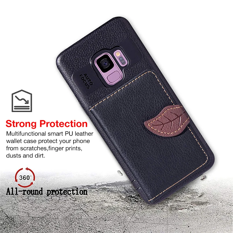 Flower Leather Wallet Flip Case Cover For Samsung Galaxy S10 S9 S8 Plus Plain Phone Back Note 8 9 Funda Coque |