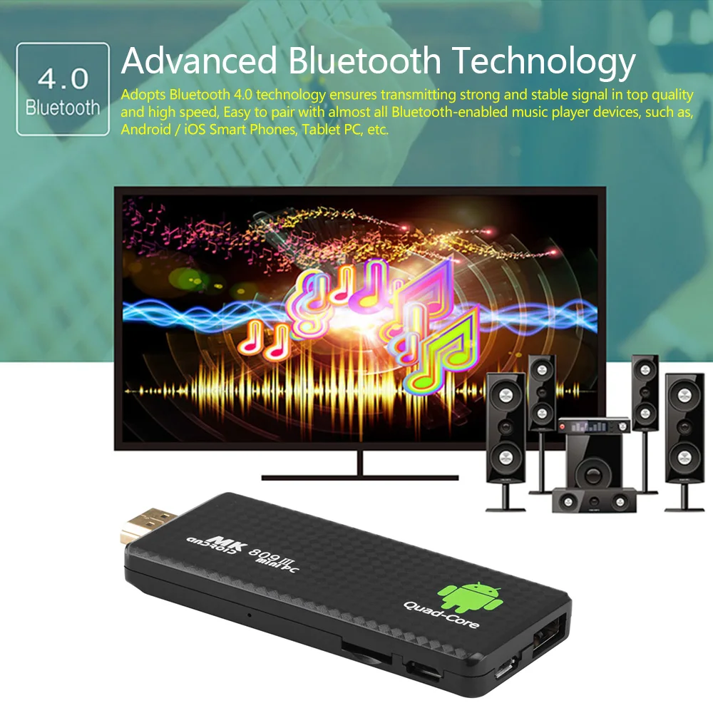 MK809 Android 5.1.1 TV Dongle RK3229 четырехъядерный 2G8G STICK 4K HD 3D Мини ПК AirPlay Miracast DLNA WiFi Smart Media Player |