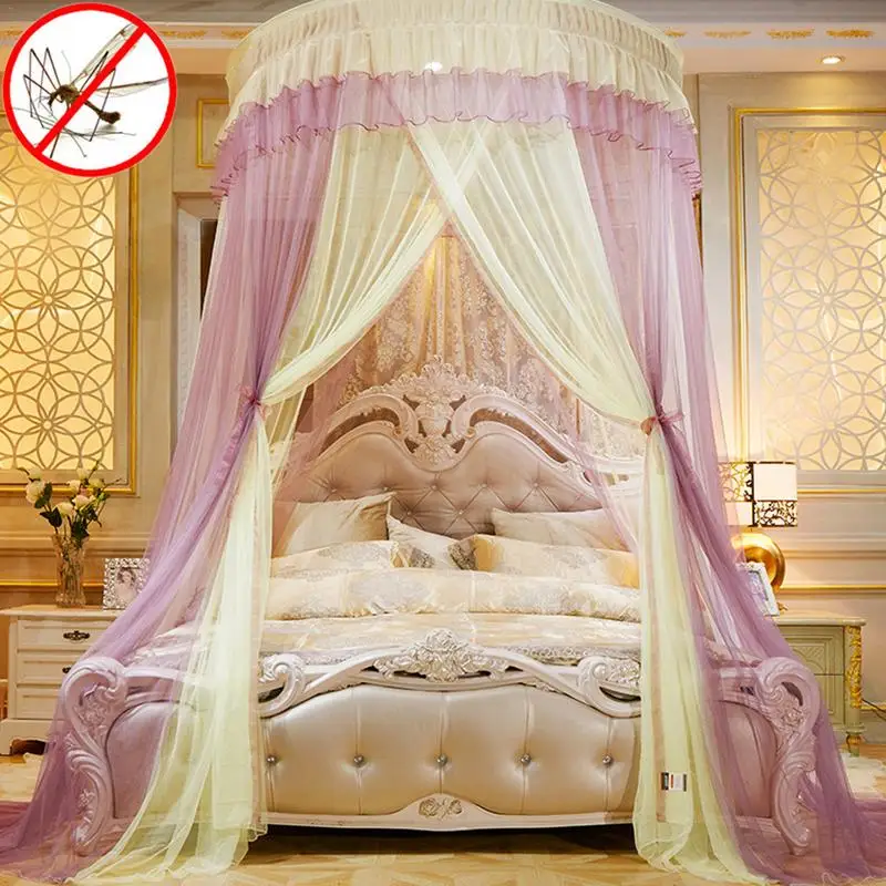 

Москитная сетка-навес для кровати с цветным блокировкой, Королевский навес с москитной сеткой, навес для кровати в пол, занавеска # WW