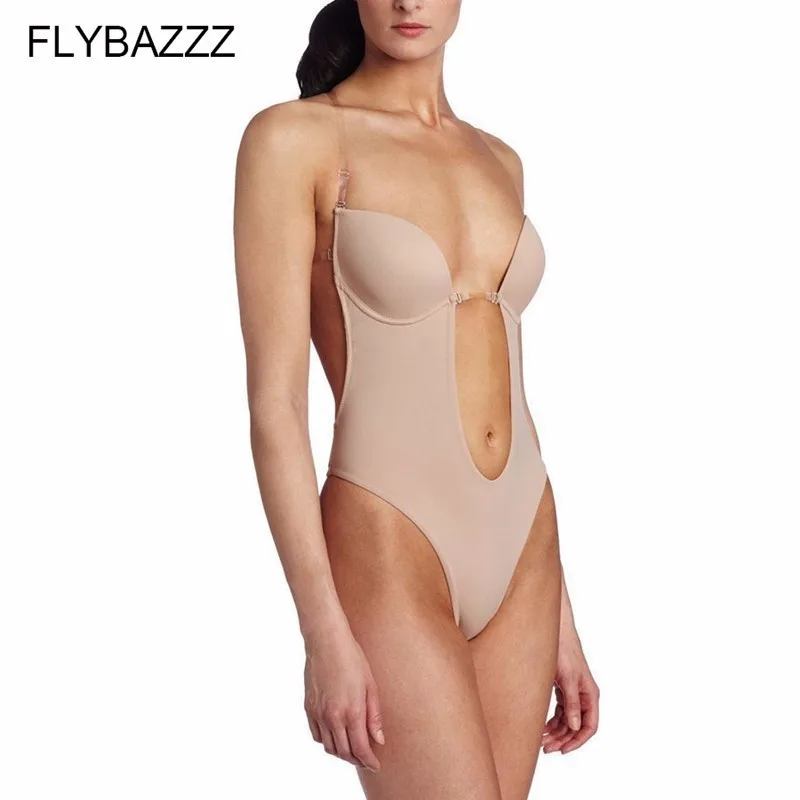 Новый женский боди Цельный купальник стринги Невидимый бюстгальтер с глубоким