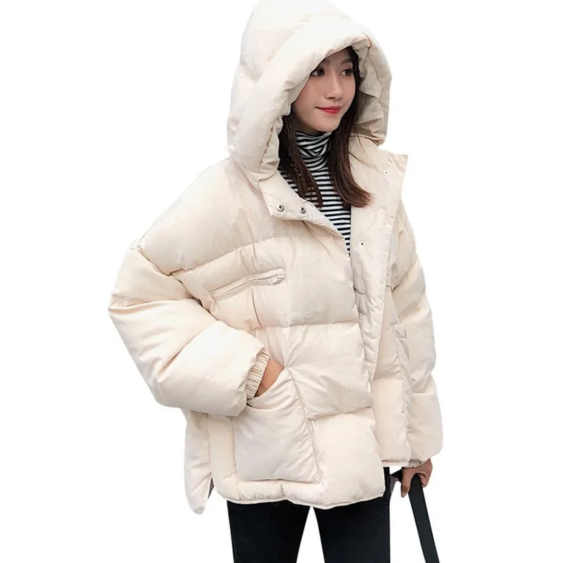 2018 New Short Thick Bread Clothes Casual Winter Jacket Cotton Coat Women Autumn White Loose Padded Parka Free Shipping HJ19