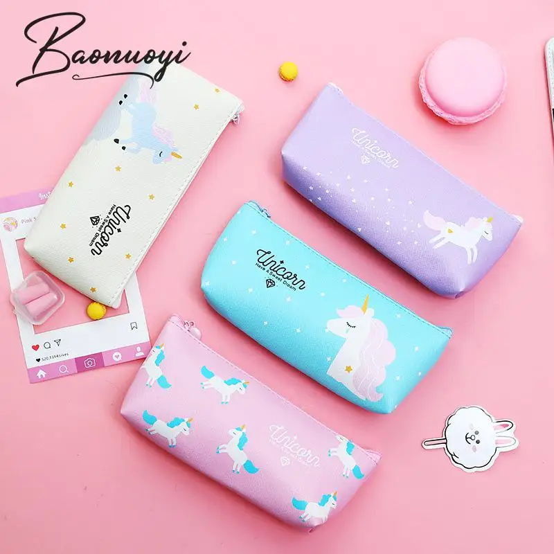 1 шт. Kawaii PU пенал Чехол подарок с Unicorn школьная для карандашей качественная сумка