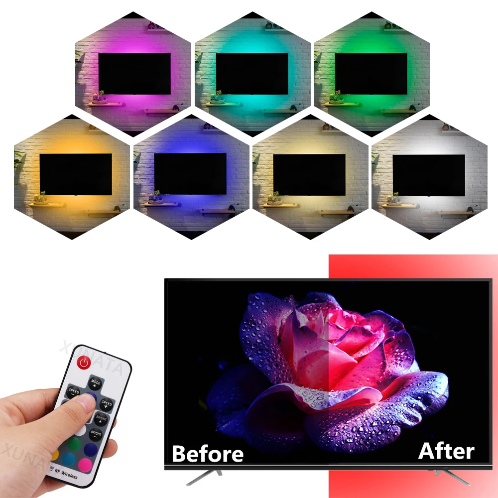 Светодиодная лента USB 5050 RGB с музыкальным звуковым управлением для ТВ настольного